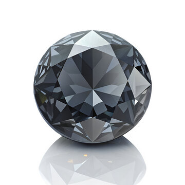 A hyper-realistic dark grey spinel gemstone viewed from a low angle, showcasing its deep luster