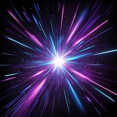 Obraz premium Futuristic Blue and Purple Neon Abstract Background with Cosmic Light Explosion