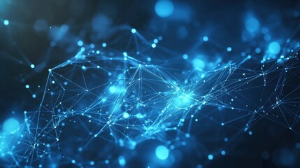 Futuristic blue network connections visualizing complex data and digital communication.