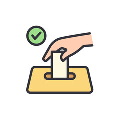 Election box colored icons, minimalist vector illustration ,simple transparent graphic element .Isolated on white background