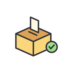 Election box colored icons, minimalist vector illustration ,simple transparent graphic element .Isolated on white background