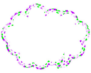ステンドグラス風吹き出し　三角形模様　丸みのある雲形