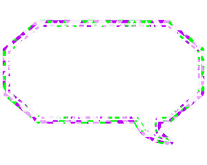 ステンドグラス風吹き出し　三角形模様　細長い八角形