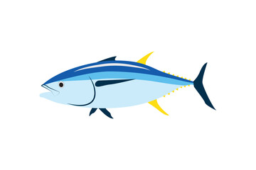 Yellowfin tuna in fast motion. Vector illustration.
