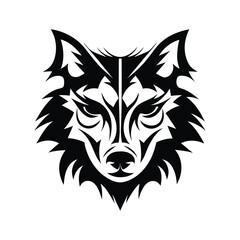 Fototapeta premium Bold wolf face silhouette logo design tribal art inspiration.