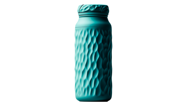 Teal textured bottle isolated, cut out transparent