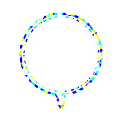 ステンドグラス風吹き出し　三角形模様　丸形の下向き