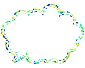 ステンドグラス風吹き出し　三角形模様　丸みのある雲形
