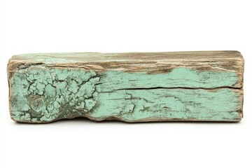 Aged wooden plank with weathered teal paint.