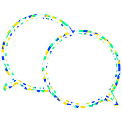ステンドグラス風吹き出し　三角形模様　重なる会話