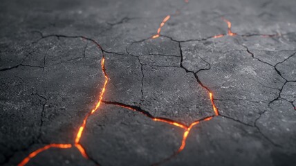 Cracked Earth with Molten Glow: Abstract Texture cracked earth ground dry molten lava fissure crack