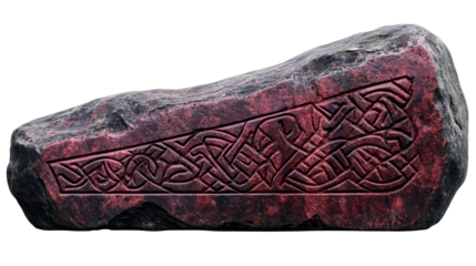 Rune Stone with Detailed Carving, cut out transparent