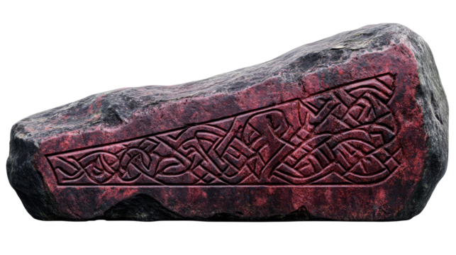 Rune Stone with Detailed Carving, cut out transparent