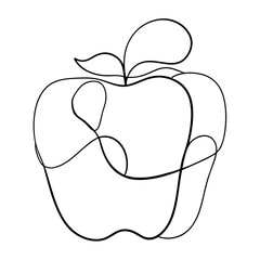 Bell pepper illustrated in continuous line art drawing style with simple bold curves emphasizing the natural form of fresh vegetables perfect for kitchen and culinary design themes
