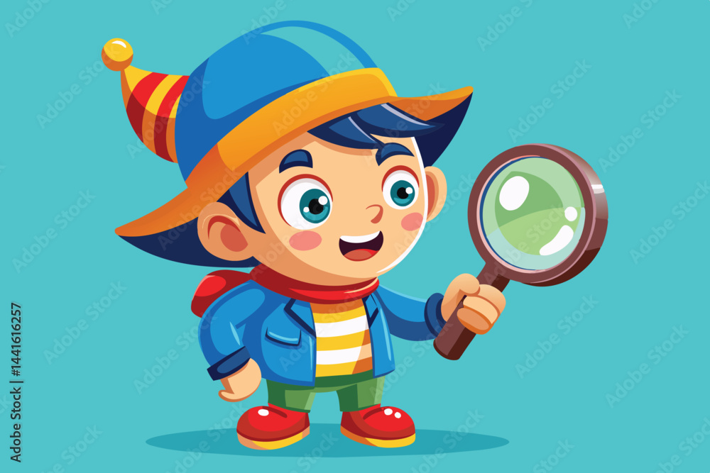 Poster a vibrant character joyfully holds a megaphone, enthusiastically announcing something important with