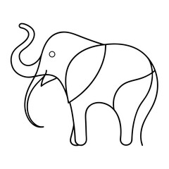 Creative abstract elephant illustration designed in continuous line drawing style capturing the majestic beauty of the animal in a sleek minimalist black and white art concept