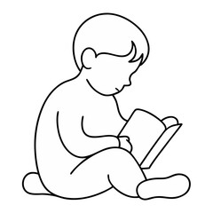 Sweet baby with a book in hand depicted through continuous line art perfect for storytelling educational designs nursery decor and minimalist children's illustrations