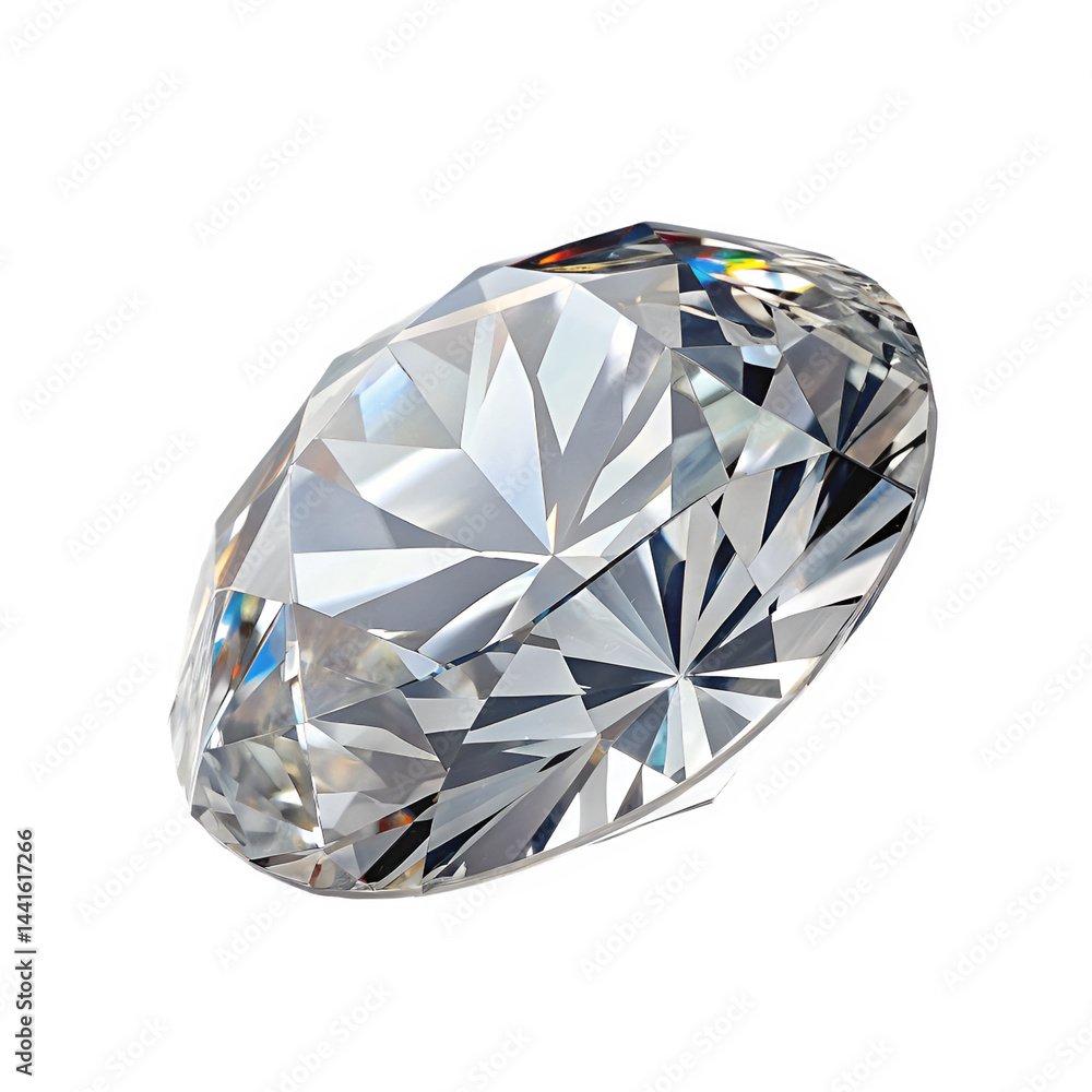 Aufkleber full side view of a colorless zircon, showing its transparency and intricate facets