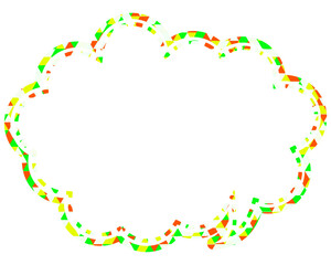 ステンドグラス風吹き出し　三角形模様　丸みのある雲形