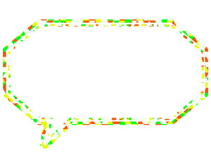 ステンドグラス風吹き出し　三角形模様　細長い八角形