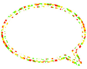 ステンドグラス風吹き出し　三角形模様　丸形