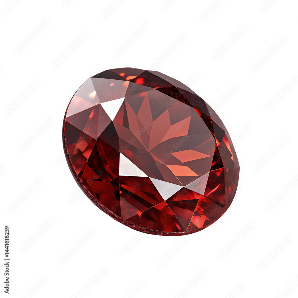 Poster hyper-realistic garnet captured from a 45-degree front angle, highlighting its deep red color and in