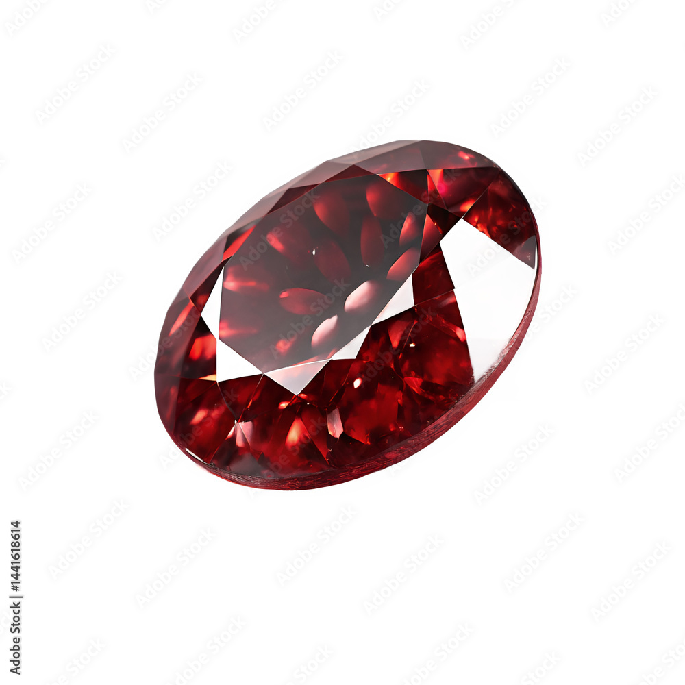 Poster hyper-realistic garnet captured from a 45-degree front angle, highlighting its deep red color and in