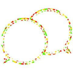 ステンドグラス風吹き出し　三角形模様　重なる会話