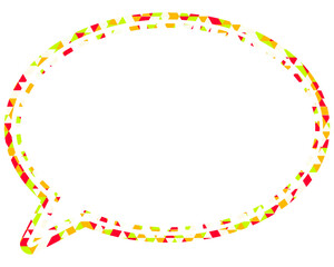 ステンドグラス風吹き出し　三角形模様　丸形