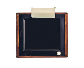 Obraz premium Vintage Projector Slide Frame: A classic, dark-screened projector slide frame, featuring wooden trim and a retro aesthetic, perfectly captures the nostalgic charm of vintage photography.