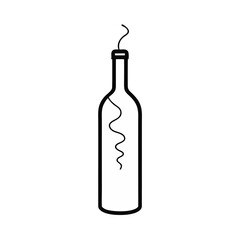 Minimalistic continuous line art depiction of a wine bottle and corkscrew capturing the spirit of fine wine culture perfect for elegant culinary branding events and vineyard promotions