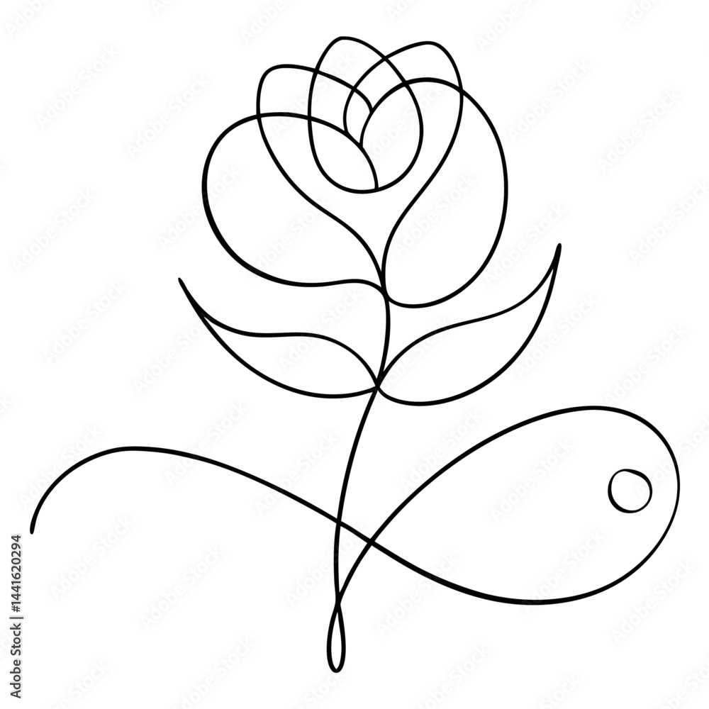 Poster artistic abstract flower created in continuous line art style showcasing minimalist design perfect f