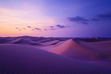 Desert Nature. Idyllic Sunset Over The Purple Dusk Sand Dunes in Liwa Oasis, Abu Dhabi