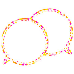 ステンドグラス風吹き出し　三角形模様　重なる会話