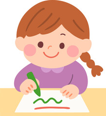 kid drawing with crayons 크레파스로 그림 그리는 아이