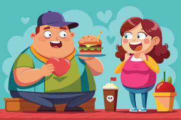 A cheerful family shares a lighthearted moment in a diner, with a father holding a big burger, while the mother and their son join in the fun during lunchtime.