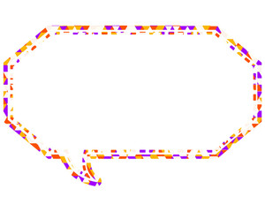 ステンドグラス風吹き出し　三角形模様　細長い八角形