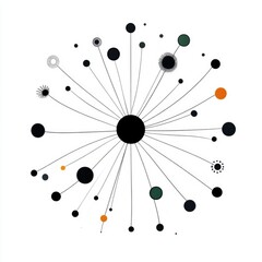 Abstract graphic design with interconnected circles and lines