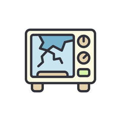 Broken microwave colored icons, minimalist vector illustration ,simple transparent graphic element .Isolated on white background