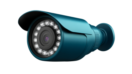 Security camera, teal, cut out transparent