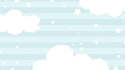 Cute sky background decorated with clouds and stars.