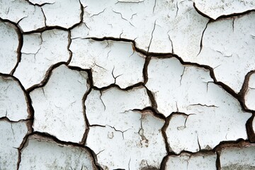 Close-up view of cracked, white, textured surface.