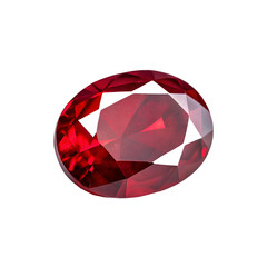 Fototapeta premium A side profile of a blood-red ruby gem with a smooth edge, showcasing its deep color and well-defined facets.