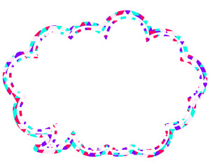 ステンドグラス風吹き出し　三角形模様　丸みのある雲形