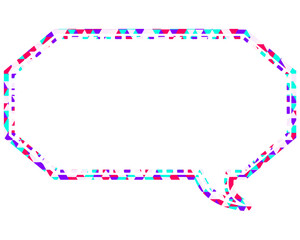 ステンドグラス風吹き出し　三角形模様　細長い八角形