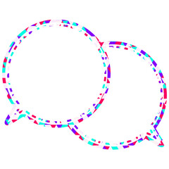 ステンドグラス風吹き出し　三角形模様　重なる会話