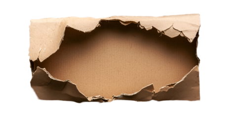Cardboard Tears: A torn, textured cardboard, revealing a glimpse into the interior of a sturdy packaging, a testament to its strength and potential for new beginnings.
