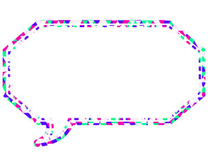 ステンドグラス風吹き出し　三角形模様　細長い八角形