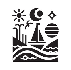 Sailing symbols silhouette vector illustration
