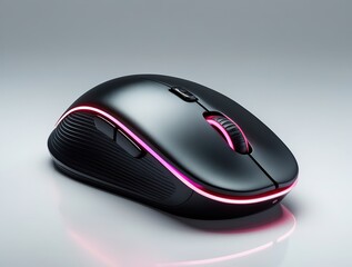  ergonomic wireless mouse, sleek black matte finish, detailed texture, minimalistic design, no branding, professional studio lighting, isolated on transparent background